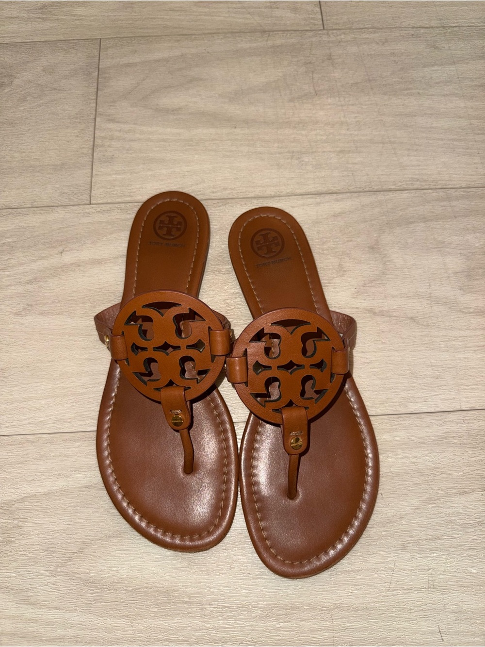 Tory Burch Miller Leather Sandals — Brown